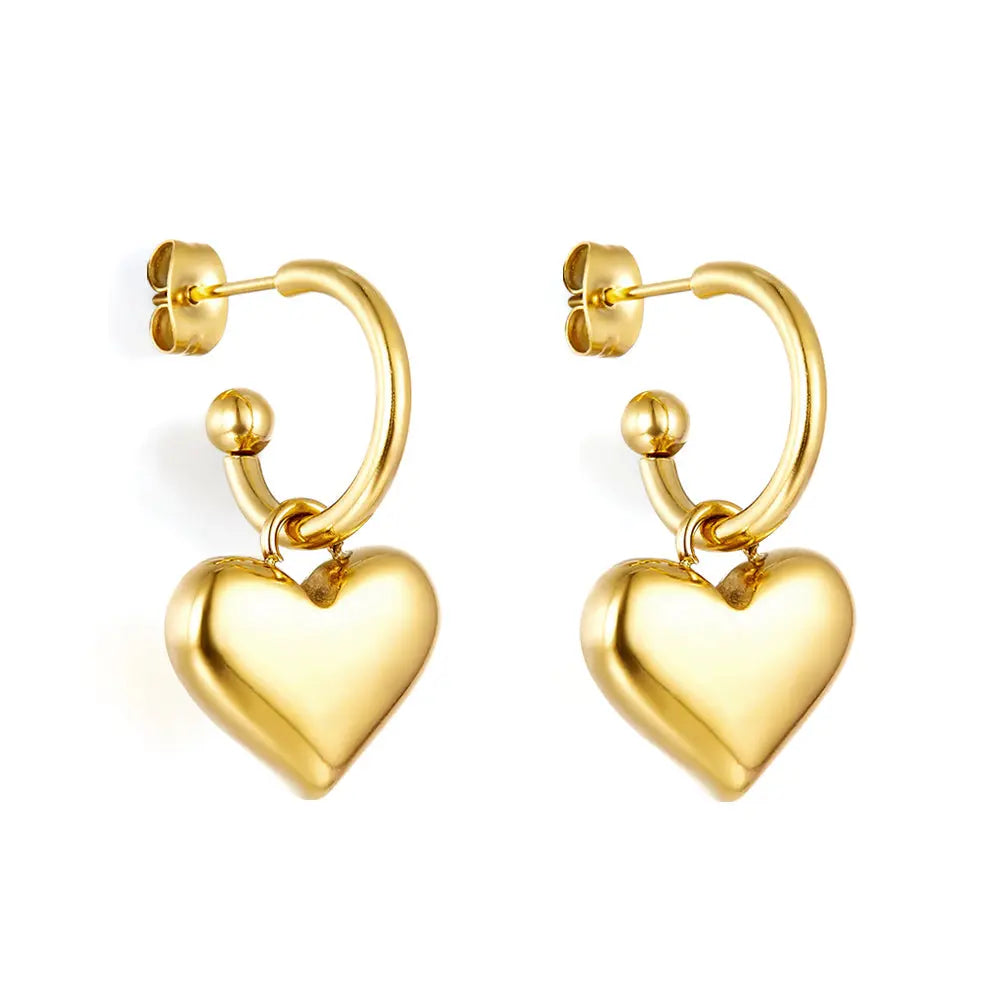 Fashion Stainless Steel Heart Stud Earrings asonjewelry